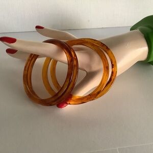 4 vintage Bakelite amber iced tea spacer bangles